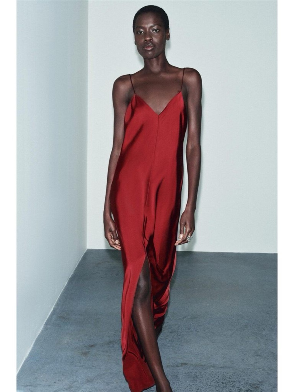 Zara Red satin slip Maxi Dress - Picture 9 of 15